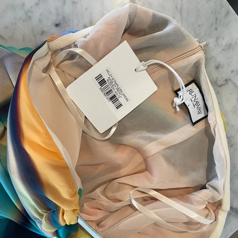 NWT RUNAWAY THE LABEL VELZY STRAPLESS DRESS - AINSLEY PRINT - Picture 8 of 12